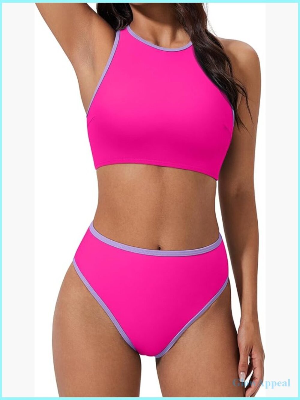 Women High Waisted Bikini Sets Sporty Two Piece Swimsuits High Cut